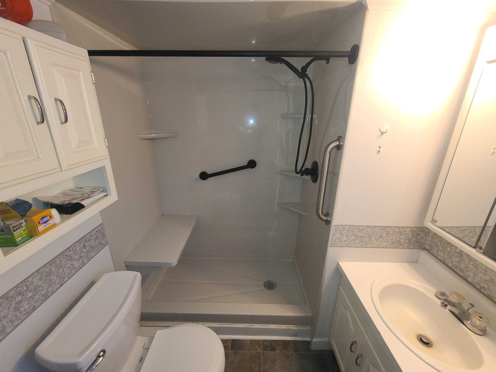 Walk-in shower with seat after 2022